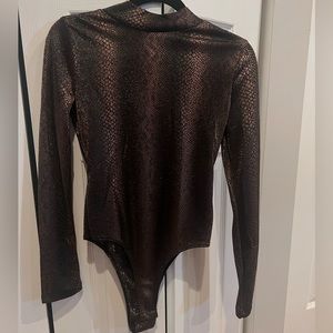 Fashion Nova Brown Shimmer Bodysuit